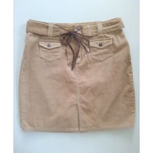 Old Navy Corduroy Skirt Tan Brown Belted Pockets Casual Mini Size 4
